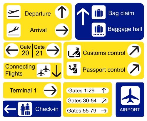 Информационные таблички в аэропорту